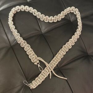 Crystal-Embellished Braided Strap - Silver